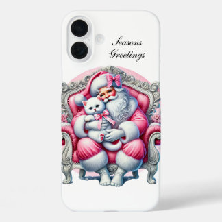 Festive Christmas pink Santa customisable  iPhone 16 Plus Case