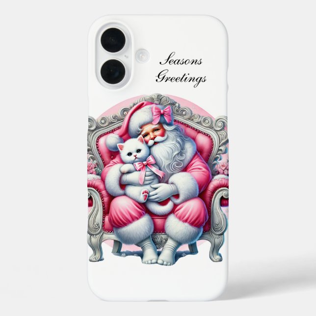 Festive Christmas pink Santa customisable  Case-Mate iPhone Case (Back)