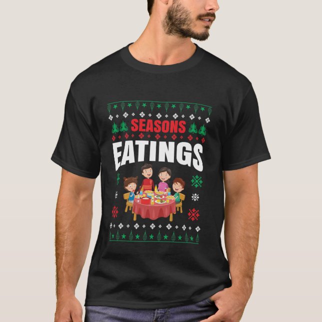Festive Christmas pizza party word art T-Shirt (Front)