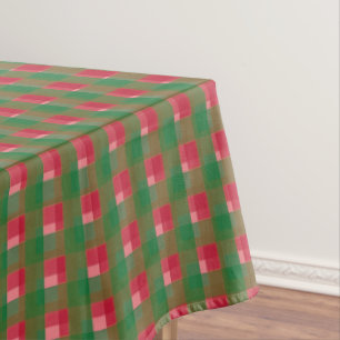 Festive Christmas Plaid Pattern Tablecloth