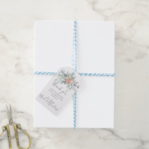 Festive Christmas Pointsettia Thank You Wedding Gift Tags