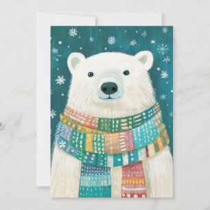 Festive Christmas Polar Bear Greeting Card