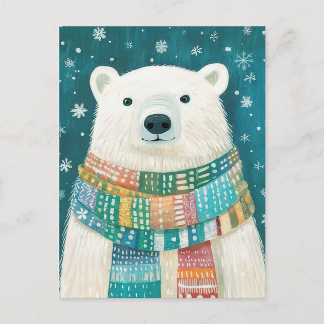 Festive Christmas Polar Bear Greeting Card (Front)