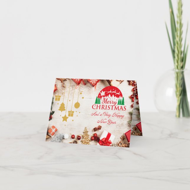 Festive Christmas Postcard Style Greetings Card (Front)
