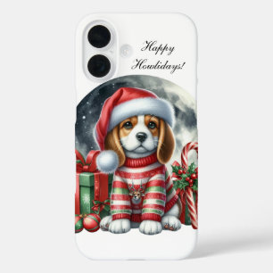 Festive Christmas puppy customisable iPhone 16 Case