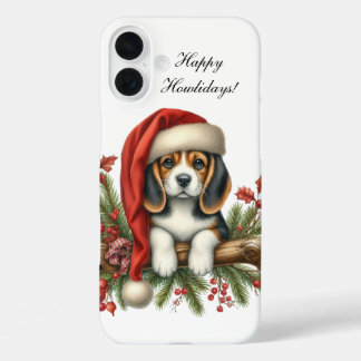 Festive Christmas puppy customisable  iPhone 16 Plus Case