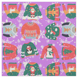Festive Christmas purple sweater pattern Santa Fabric
