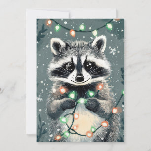 Festive Christmas Racoon Greeting Card