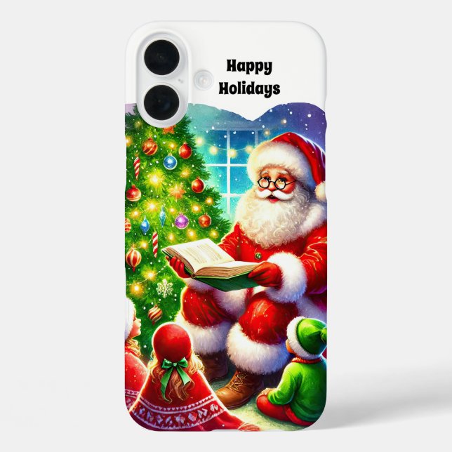 Festive Christmas reading Santa Case-Mate iPhone Case (Back)