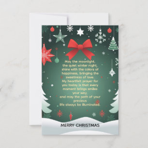 Festive Christmas Red Bow, Snowflakes & Winter Card