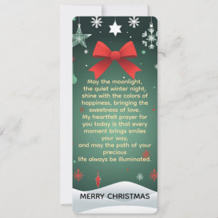 Festive Christmas Red Bow, Snowflakes & Winter Card