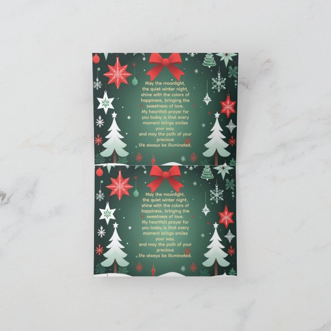 Festive Christmas Red Bow, Snowflakes & Winter  Thank You Card (Inside)