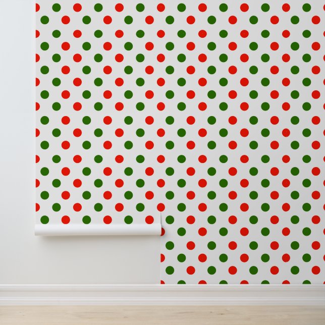 Festive Christmas red green polka dots pattern  Wallpaper (Application)