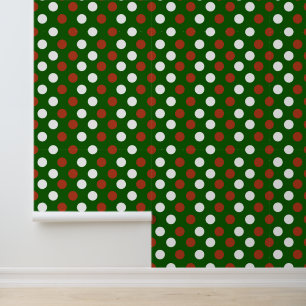 Festive Christmas red green polka dots Wallpaper