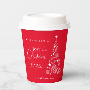Festive Christmas Red Tree Paper Cups
