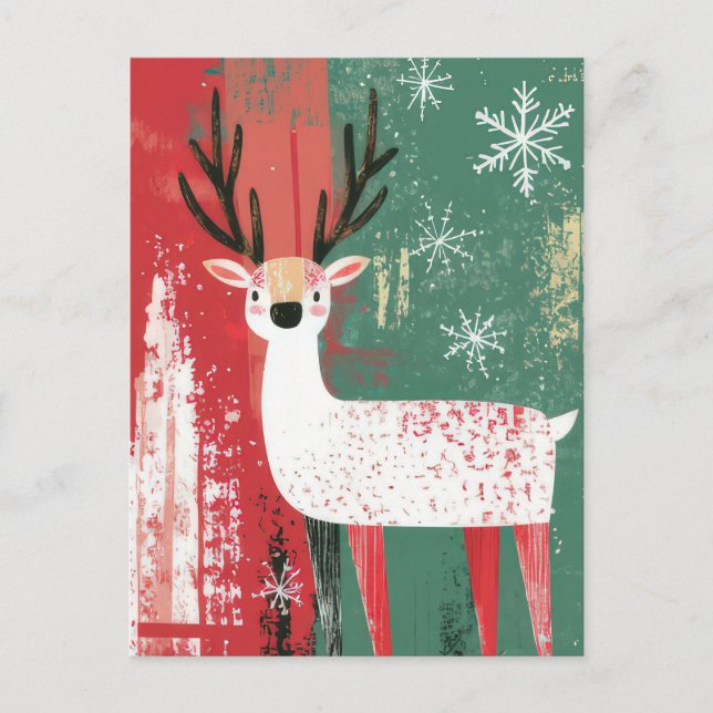 Festive Christmas Reindeer Greeting Card (Front)