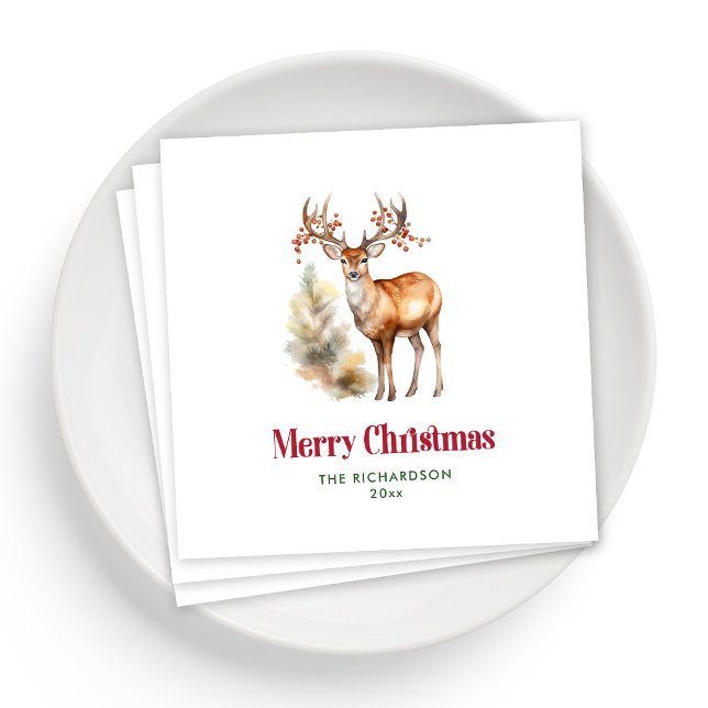 Festive Christmas Reindeer Napkins for Party Favou (Personalized Festive Christmas Reindeer Napkins for Party Favor )