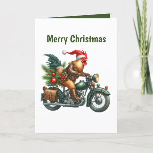 Festive Christmas rooster customisable   Holiday Card