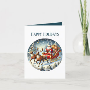 Festive Christmas Santa add message Holiday Card