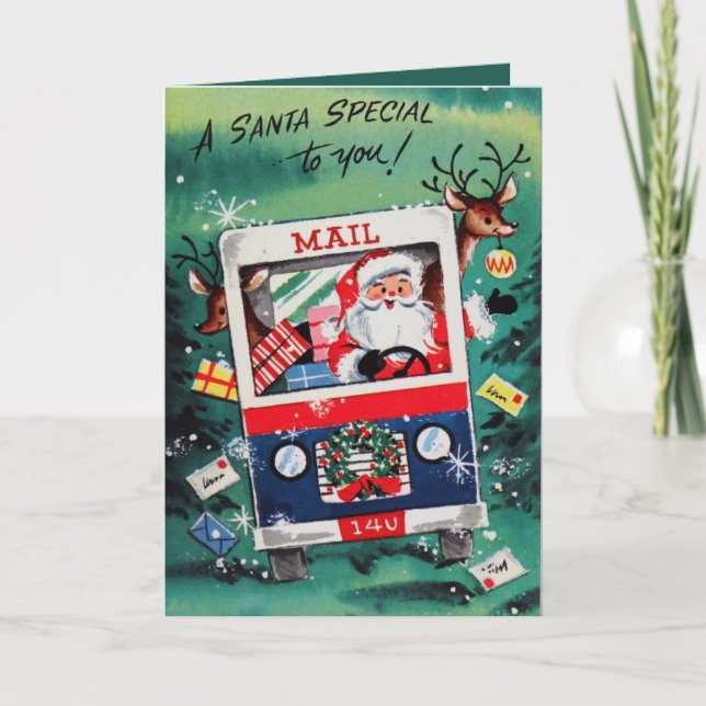 festive Christmas Santa add sentiment Holiday Card (Front)