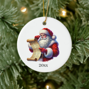 Festive Christmas Santa add year and message Ceramic Tree Decoration
