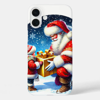 Festive Christmas Santa and child  iPhone 16 Plus Case