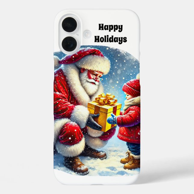Festive Christmas Santa and child  Case-Mate iPhone Case (Back)