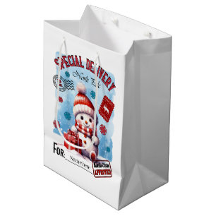 Festive Christmas Santa approved add name penguin Medium Gift Bag