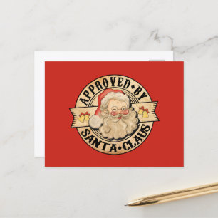 Festive Christmas Santa approved Holiday Postcard