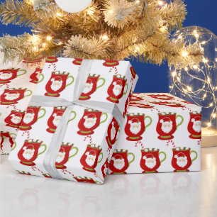 Festive Christmas Santa cocoa tiled party Wrapping Paper