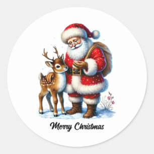 Festive Christmas Santa customizable Classic Round Sticker