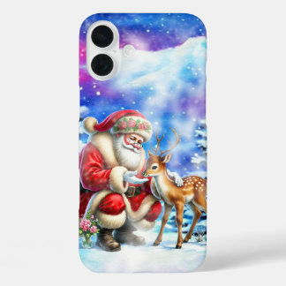 Festive Christmas Santa deer  iPhone 16 Plus Case
