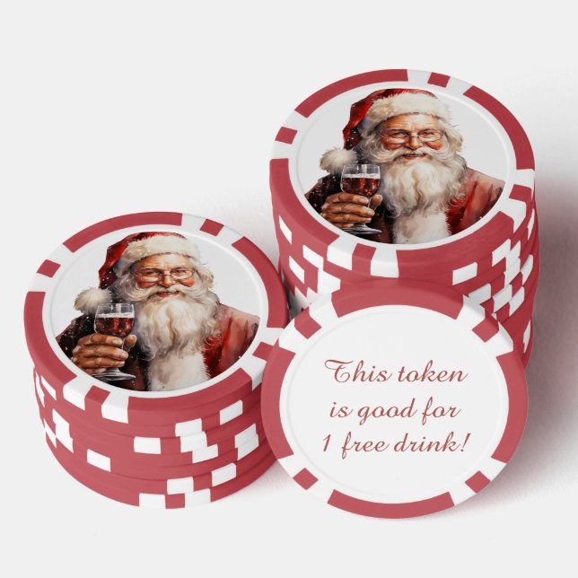 Festive Christmas Santa free drink Poker Chips (Stack)