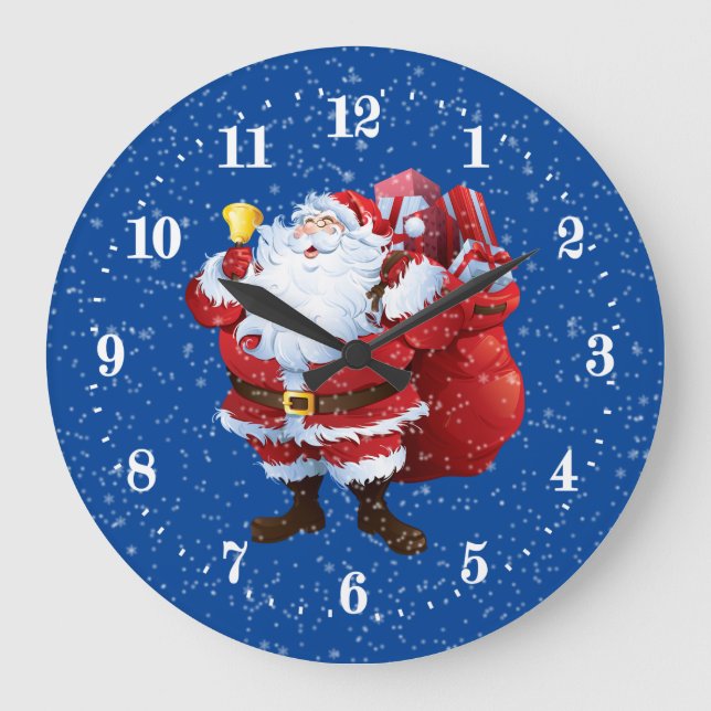 Festive Christmas Santa Holiday Large Clock (Front)