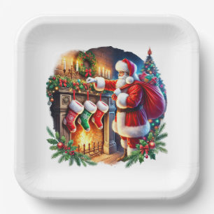 Festive Christmas Santa party Paper Plate