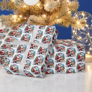 Festive Christmas Santa reindeer tiled pattern Wrapping Paper