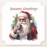 Festive Christmas Santa watercolor Paper Coaster<br><div class="desc">Festive Christmas Santa watercolor Paper Coaster</div>