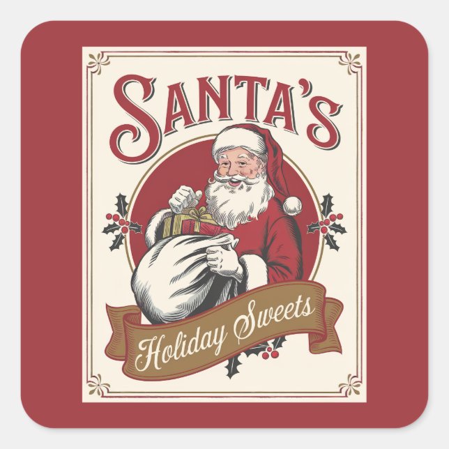 Festive Christmas santa's Holiday sweets Square Sticker (Front)