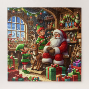 Festive Christmas Santa's workshop Jigsaw Puzzle