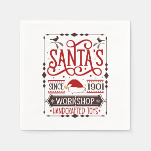 Festive Christmas Santa's workshop Napkin