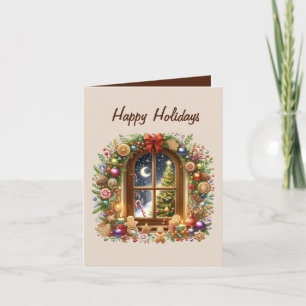 Festive Christmas scene add message  Holiday Card