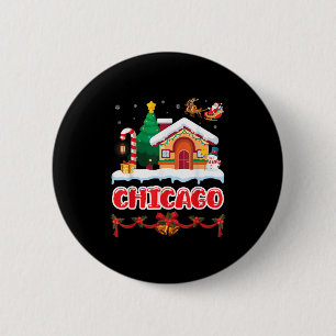 Festive Christmas Scene In Chicago Winter Wonderla 6 Cm Round Badge