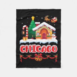 Festive Christmas Scene In Chicago Winter Wonderla Fleece Blanket
