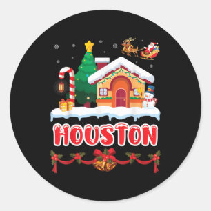 Festive Christmas Scene In Houston Winter Wonderla Classic Round Sticker