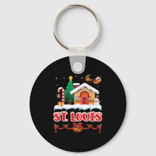 Festive Christmas Scene In St. Louis Winter Wonder Key Ring