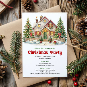 Festive Christmas Scene Red Green Holiday Invite