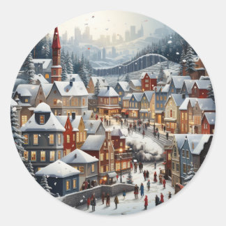 Festive Christmas Scene Sticker