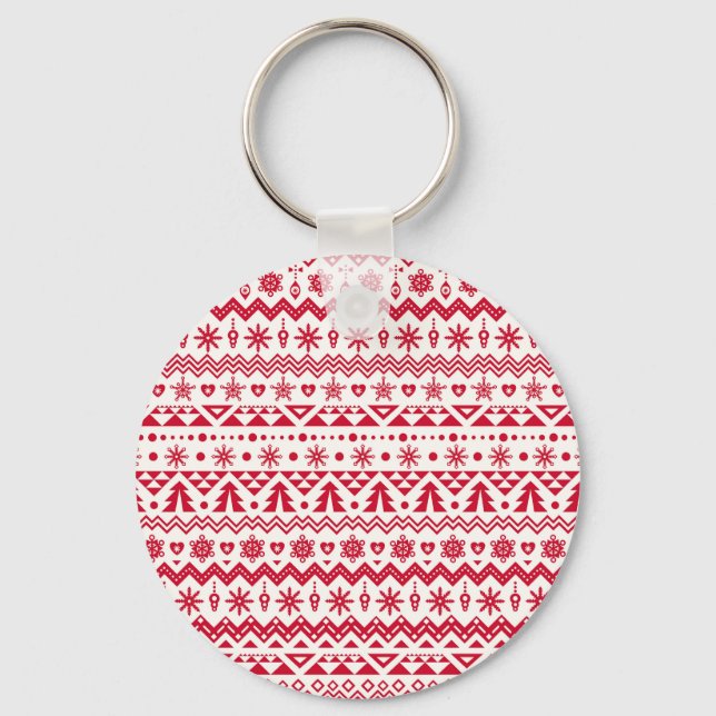 Festive Christmas seamless pattern. Key Ring (Front)