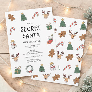 Festive Christmas Secret Santa Gift Exchange Party Invitation