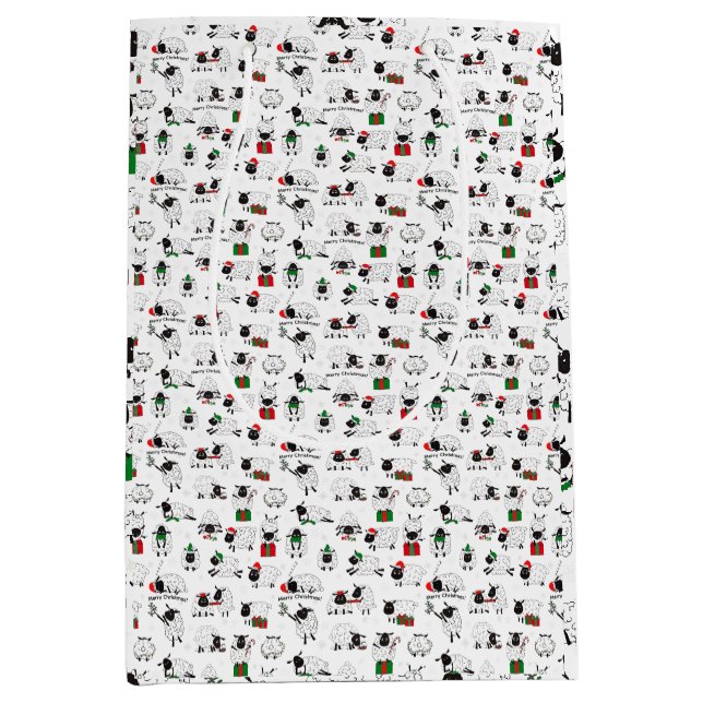Festive Christmas Sheep Medium Gift Bag (Front)
